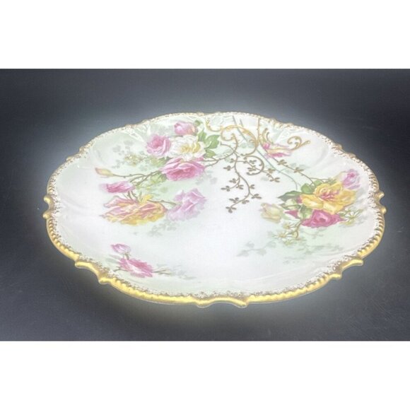 VTG Coronet Limoges France Hand Painted Rose Floral Gold Trim Plate 8.5” - Picture 5 of 7
